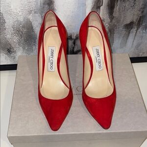 Jimmy Choo Romy Red Suede Heels Size 36.5
